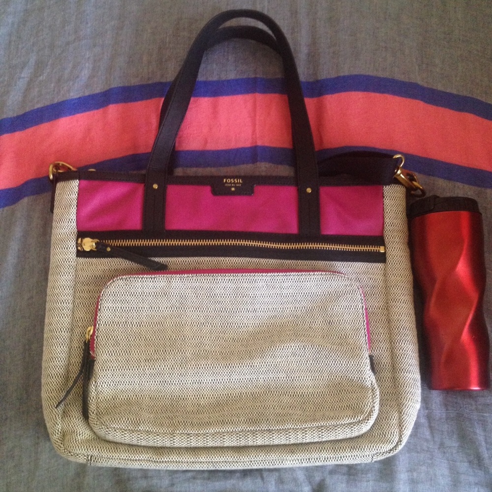 Fossil canvas work bag